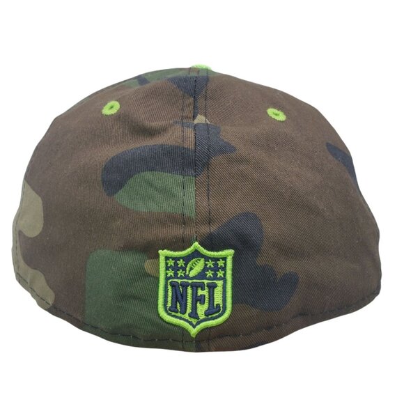 SEATTLE SEAHAWKS Hat Cap Football Neon/Camo Logo Pattern Fitted 7 1/2 New Era - Picture 6 of 8